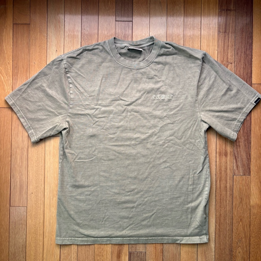 Covernat Vintage Washed Logo T-Shirt Small K-Streetwear Khaki Green
